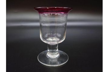 大正〜昭和初期　当時物　レトロな雰囲気が可愛らしい赤縁氷コップ2客セット(グラス、吹きガラス、和ガラス、硝子)(R-078887)