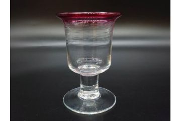 大正〜昭和初期　当時物　レトロな雰囲気が可愛らしい赤縁氷コップ2客セット(グラス、吹きガラス、和ガラス、硝子)(R-078887)
