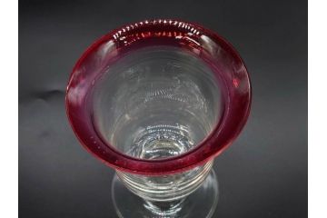 大正〜昭和初期　当時物　レトロな雰囲気が可愛らしい赤縁氷コップ2客セット(グラス、吹きガラス、和ガラス、硝子)(R-078887)