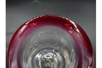 大正〜昭和初期　当時物　レトロな雰囲気が可愛らしい赤縁氷コップ2客セット(グラス、吹きガラス、和ガラス、硝子)(R-078887)