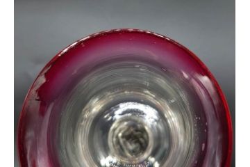 大正〜昭和初期　当時物　レトロな雰囲気が可愛らしい赤縁氷コップ2客セット(グラス、吹きガラス、和ガラス、硝子)(R-078887)