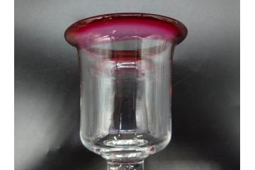 大正〜昭和初期　当時物　縁の色合いがアクセントの赤縁氷コップ2客セット(グラス、吹きガラス、和ガラス、硝子)(R-078888)
