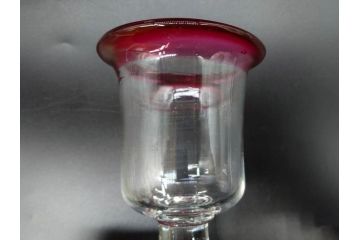 大正〜昭和初期　当時物　縁の色合いがアクセントの赤縁氷コップ2客セット(グラス、吹きガラス、和ガラス、硝子)(R-078888)