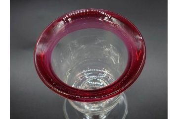 大正〜昭和初期　当時物　縁の色合いがアクセントの赤縁氷コップ2客セット(グラス、吹きガラス、和ガラス、硝子)(R-078888)