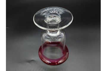 大正〜昭和初期　当時物　縁の色合いがアクセントの赤縁氷コップ2客セット(グラス、吹きガラス、和ガラス、硝子)(R-078888)