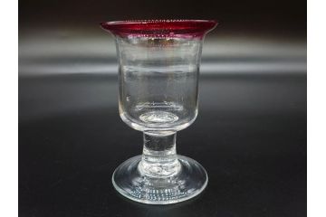 大正〜昭和初期　当時物　縁の色合いがアクセントの赤縁氷コップ2客セット(グラス、吹きガラス、和ガラス、硝子)(R-078888)