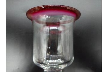 大正〜昭和初期　当時物　縁の色合いがアクセントの赤縁氷コップ2客セット(グラス、吹きガラス、和ガラス、硝子)(R-078888)