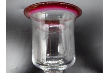 大正〜昭和初期　当時物　縁の色合いがアクセントの赤縁氷コップ2客セット(グラス、吹きガラス、和ガラス、硝子)(R-078888)