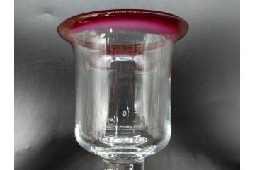 大正〜昭和初期　当時物　縁の色合いがアクセントの赤縁氷コップ2客セット(グラス、吹きガラス、和ガラス、硝子)(R-078888)