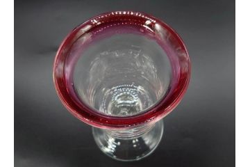 大正〜昭和初期　当時物　縁の色合いがアクセントの赤縁氷コップ2客セット(グラス、吹きガラス、和ガラス、硝子)(R-078888)