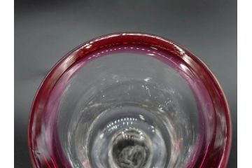 大正〜昭和初期　当時物　縁の色合いがアクセントの赤縁氷コップ2客セット(グラス、吹きガラス、和ガラス、硝子)(R-078888)