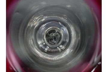 大正〜昭和初期　当時物　縁の色合いがアクセントの赤縁氷コップ2客セット(グラス、吹きガラス、和ガラス、硝子)(R-078888)