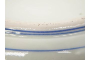 明治期　伊万里　染付　窓絵　約40cm　1尺3寸　草花文が美しい大皿(菊?、陶器、尺皿、風景、和食器、和皿、一尺三寸)(R-078891)
