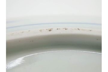 明治期　伊万里　染付　窓絵　約40cm　1尺3寸　草花文が美しい大皿(菊?、陶器、尺皿、風景、和食器、和皿、一尺三寸)(R-078891)