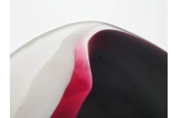 ガラス工芸家 藤田喬平　優美なフォルムに見惚れる三彩鉢(手吹き、ガラス鉢、金彩、器、深皿、Glass Dream、がらす どりーむ、作家物、共箱付き、和食器、和皿)(R-078893)