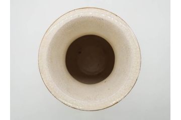 時代物　在銘 大迫　薩摩焼　白薩摩　双耳　金彩で緻密に描かれたデザインが華麗な花瓶(壺、花器、花入、花生、象耳、壷、つぼ、ゾウ、龍、鳳凰、裏印)(R-078894)