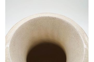 時代物　在銘 大迫　薩摩焼　白薩摩　双耳　金彩で緻密に描かれたデザインが華麗な花瓶(壺、花器、花入、花生、象耳、壷、つぼ、ゾウ、龍、鳳凰、裏印)(R-078894)