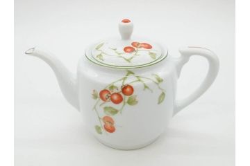 オールドノリタケ　NORITAKE　ヤジロベー印　くつろぎの一時を楽しめるティーセット(ティーポット、クリーマー、シュガーポット、C&S6客、ティーカップ&ソーサー、柿、日本陶器會社、果物、洋食器、箱付き)(R-078895)