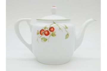 オールドノリタケ　NORITAKE　ヤジロベー印　くつろぎの一時を楽しめるティーセット(ティーポット、クリーマー、シュガーポット、C&S6客、ティーカップ&ソーサー、柿、日本陶器會社、果物、洋食器、箱付き)(R-078895)