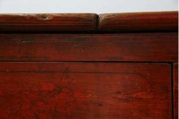 アジアンヴィンテージ!!　オリエンタルデザイン　中国美術　花鳥風月　異国情緒の雰囲気漂うローボード(ベンチ)　(R-078903)