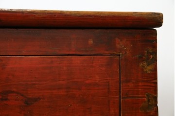 アジアンヴィンテージ!!　オリエンタルデザイン　中国美術　花鳥風月　異国情緒の雰囲気漂うローボード(ベンチ)　(R-078903)