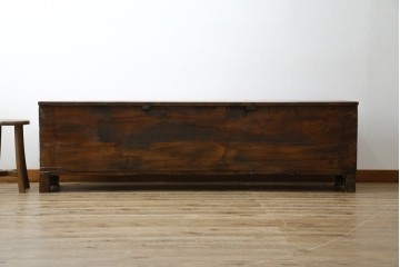 アジアンヴィンテージ!!　オリエンタルデザイン　中国美術　花鳥風月　異国情緒の雰囲気漂うローボード(ベンチ)　(R-078903)