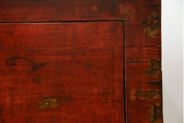 アジアンヴィンテージ!!　オリエンタルデザイン　中国美術　花鳥風月　異国情緒の雰囲気漂うローボード(ベンチ)　(R-078903)