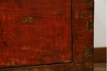 アジアンヴィンテージ!!　オリエンタルデザイン　中国美術　花鳥風月　異国情緒の雰囲気漂うローボード(ベンチ)　(R-078903)