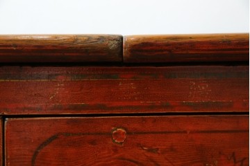 アジアンヴィンテージ!!　オリエンタルデザイン　中国美術　花鳥風月　異国情緒の雰囲気漂うローボード(ベンチ)　(R-078903)