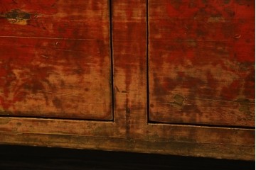 アジアンヴィンテージ!!　オリエンタルデザイン　中国美術　花鳥風月　異国情緒の雰囲気漂うローボード(ベンチ)　(R-078903)