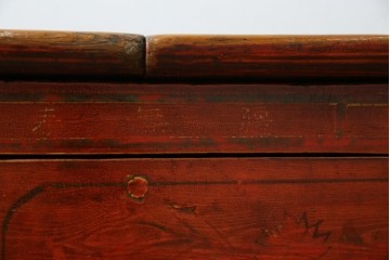 アジアンヴィンテージ!!　オリエンタルデザイン　中国美術　花鳥風月　異国情緒の雰囲気漂うローボード(ベンチ)　(R-078903)