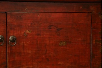 アジアンヴィンテージ!!　オリエンタルデザイン　中国美術　花鳥風月　異国情緒の雰囲気漂うローボード(ベンチ)　(R-078903)