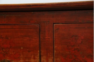 アジアンヴィンテージ!!　オリエンタルデザイン　中国美術　花鳥風月　異国情緒の雰囲気漂うローボード(ベンチ)　(R-078903)