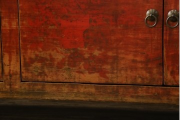 アジアンヴィンテージ!!　オリエンタルデザイン　中国美術　花鳥風月　異国情緒の雰囲気漂うローボード(ベンチ)　(R-078903)