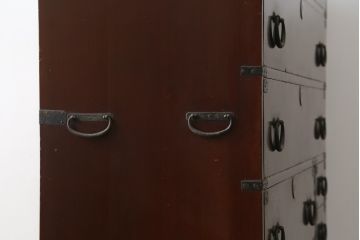 和製アンティーク　上手物!!　漆塗り　溜塗　内部桐材　落ち着きのある佇まいが魅力的な衣装箪笥(収納箪笥、時代箪笥、引き出し、チェスト)(R-078905)