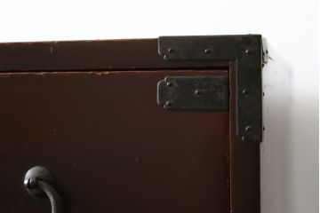 和製アンティーク　上手物!!　漆塗り　溜塗　内部桐材　落ち着きのある佇まいが魅力的な衣装箪笥(収納箪笥、時代箪笥、引き出し、チェスト)(R-078905)