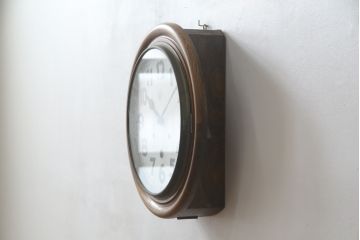 和製アンティーク　TOKYO MARK(東京マーク)　TUKYO MARK　丸いフォルムが可愛らしいシンプルな振り子時計(柱時計、古時計、掛け時計)(R-078907)