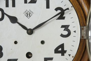 和製アンティーク　TOKYO MARK(東京マーク)　TUKYO MARK　丸いフォルムが可愛らしいシンプルな振り子時計(柱時計、古時計、掛け時計)(R-078907)