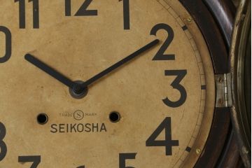 和製アンティーク　精工舎(SEIKOSHA、セイコー)　TRADE(S)MARK　シンプルな丸いフォルムの振り子時計(柱時計、古時計、掛け時計、丸型)(R-078908)