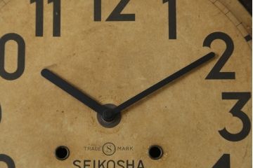 和製アンティーク　精工舎(SEIKOSHA、セイコー)　TRADE(S)MARK　シンプルな丸いフォルムの振り子時計(柱時計、古時計、掛け時計、丸型)(R-078908)