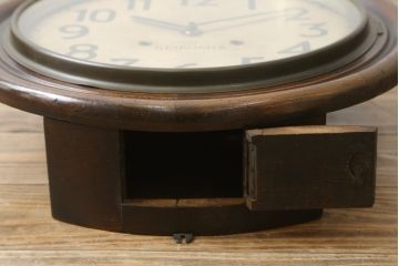 和製アンティーク　精工舎(SEIKOSHA、セイコー)　TRADE(S)MARK　シンプルな丸いフォルムの振り子時計(柱時計、古時計、掛け時計、丸型)(R-078908)