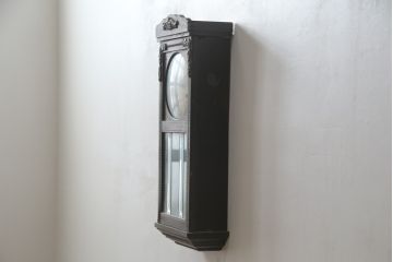 和製アンティーク　Meiji(明治時計社)　針と彫刻のデザインが素敵な振り子時計(柱時計、古時計、掛け時計)(R-078910)