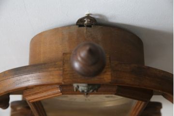 アメリカ　THE NEW HAVEN CLOCK社　8DAY　個性的なデザインが目を引く振り子時計(柱時計、古時計、掛け時計)(R-078914)