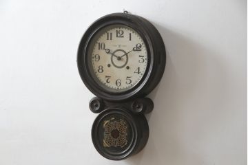 アンティーク雑貨　E. INGRAHAM&CO (イングラハム社)　8DAY　MADE(Y)TOKYO　レトロな雰囲気たっぷりのだるま時計(四つ丸、柱時計、古時計、掛け時計、振り子時計)(R-078915)
