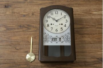 和製アンティーク　精工舎(SEIKOSHA、セイコー)　30DAY　シンプルなカレンダー機能付き振り子時計(柱時計、古時計、掛け時計)(R-078916)