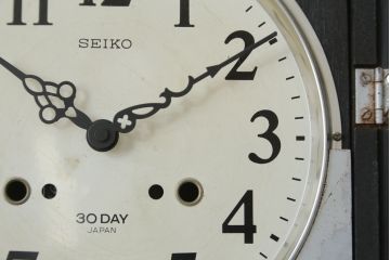 和製アンティーク　精工舎(SEIKOSHA、セイコー)　30DAY　シンプルなカレンダー機能付き振り子時計(柱時計、古時計、掛け時計)(R-078916)