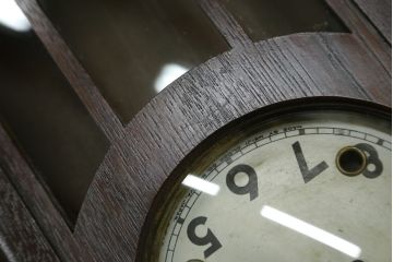 和製アンティーク　Meiji(明治時計社)　大正ロマンな雰囲気たっぷりの振り子時計(柱時計、古時計、掛け時計)(R-078922)