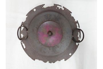 時代物　健仁松堂　斑紫銅蓋　透木釜　時を重ねた味わいのある羽釜(釜、湯釜、湯沸かし、煎茶道具、茶道具、共箱付き)(R-078930)