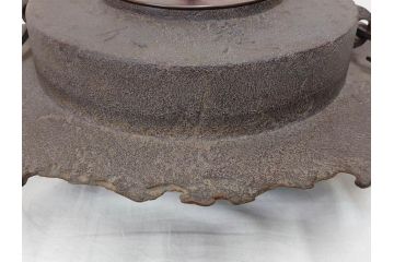 時代物　健仁松堂　斑紫銅蓋　透木釜　時を重ねた味わいのある羽釜(釜、湯釜、湯沸かし、煎茶道具、茶道具、共箱付き)(R-078930)