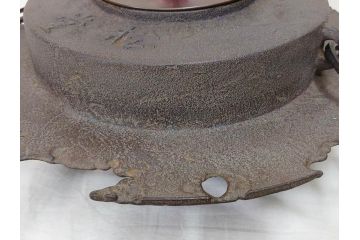 時代物　健仁松堂　斑紫銅蓋　透木釜　時を重ねた味わいのある羽釜(釜、湯釜、湯沸かし、煎茶道具、茶道具、共箱付き)(R-078930)